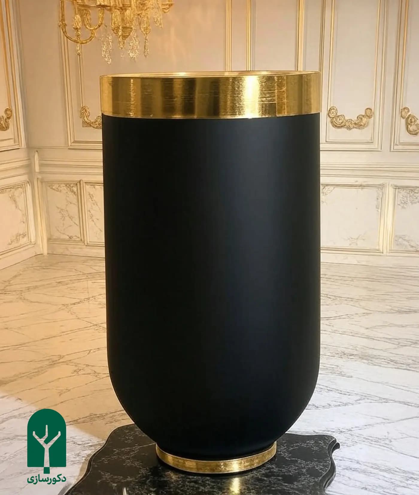 گلدان فایبرگلاس لبه استیل