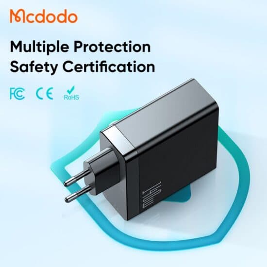 شارژر آداپتور دیواری 3 پورت 140 وات مک دودو شارژر آداپتور دیواری 3 پورت 140 وات مک دودو MCDODO CH-2911 - دینگ فون — تصویر ۴