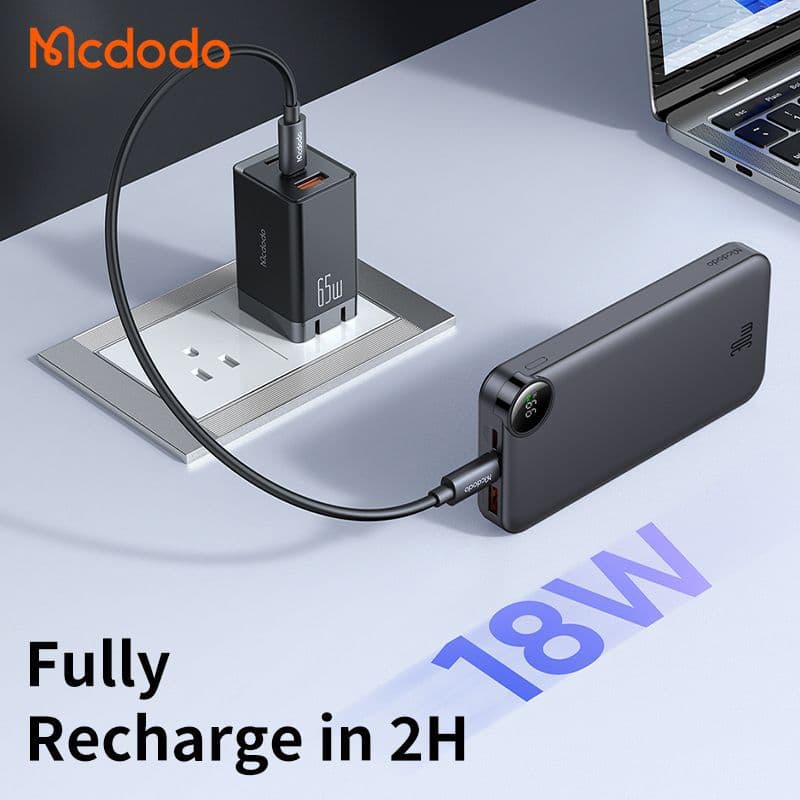 پاوربانک 30 وات ظرفیت 10000 مک دودو مدل MCDODO MC-3850 به همراه کابل شارژ - دینگ فون — تصویر ۷