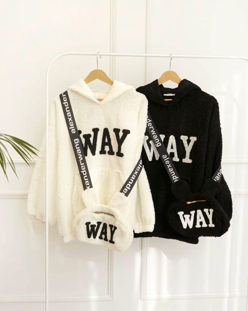ست هودی تدی دخترانه با کیف طرح Way کد d418