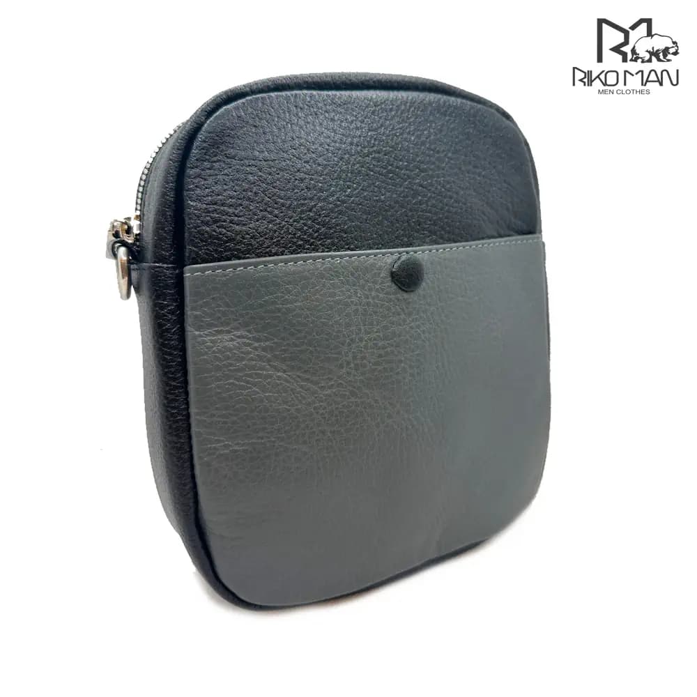 کیف رودوشی چرم طبیعی کد ۲۷۷۹۹۳ طوسی مشکی