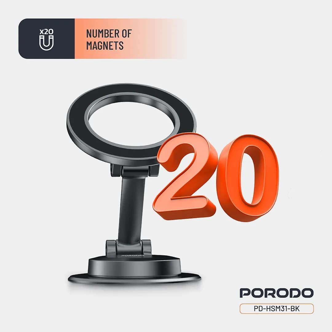 هولدر مگ سیف پرودو با مگنت های N52 مدل (PD-HSM31) Porodo Maglock Magsafe Phone Mount — تصویر ۴