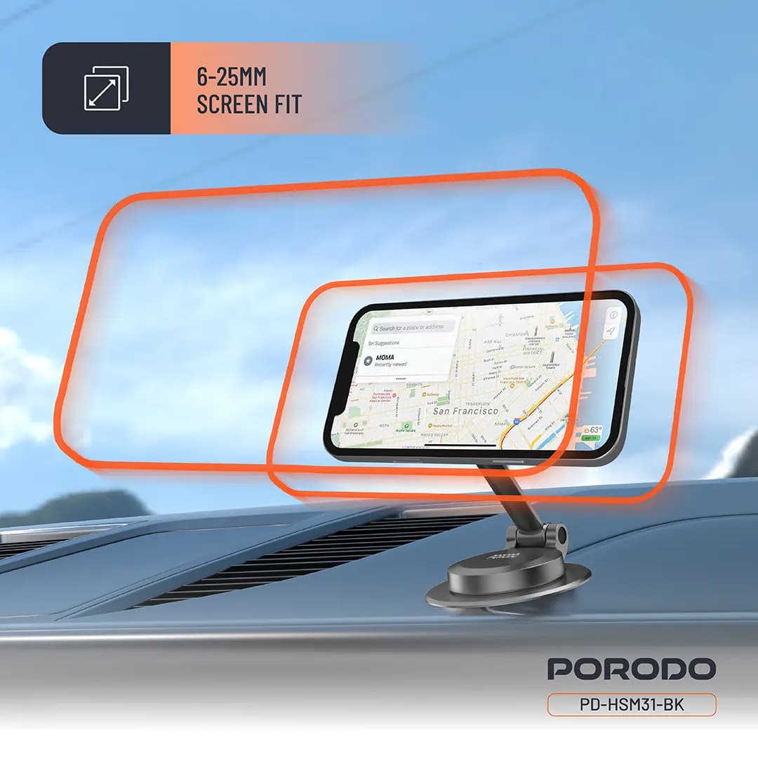 هولدر مگ سیف پرودو با مگنت های N52 مدل (PD-HSM31) Porodo Maglock Magsafe Phone Mount — تصویر ۹
