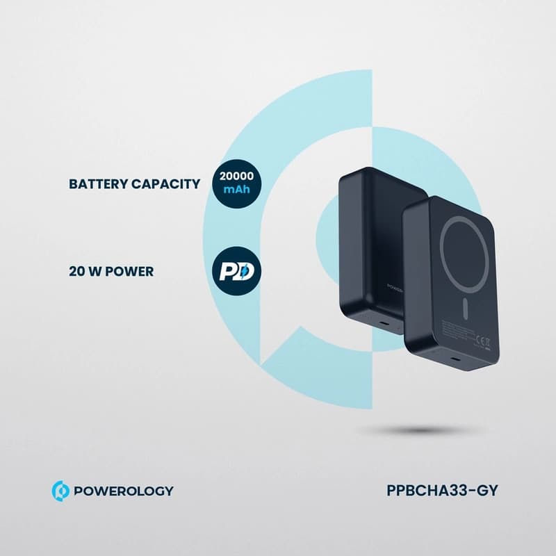 پاوربانک 20000 میلی آمپر مگ سیف پاورولوژی Powerology 20000mAh 20W PD & 15W MagSafe PPBCHA33 — تصویر ۱۰