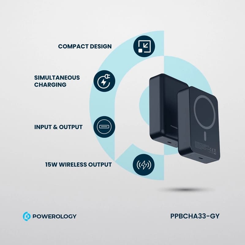 پاوربانک 20000 میلی آمپر مگ سیف پاورولوژی Powerology 20000mAh 20W PD & 15W MagSafe PPBCHA33 — تصویر ۹