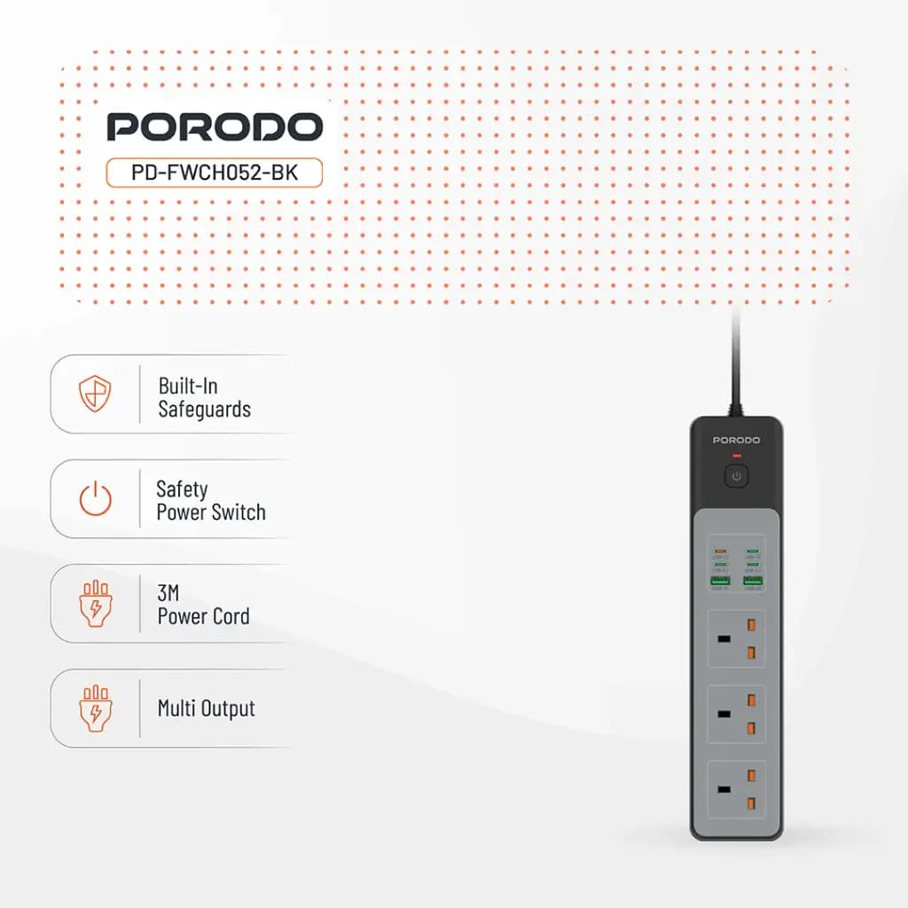 چندراهی برق هوشمند Porodo مدل PD-FWCH052 Power Strip — تصویر ۷