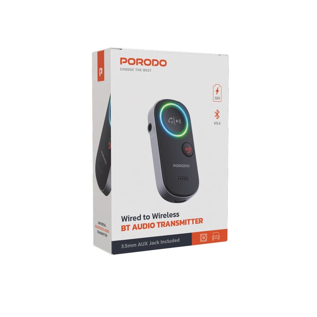 گیرنده صوتی بلوتوث پرودو Porodo Wired to Wireless BT Audio Transmitter PD-BTRCV-BK — تصویر ۴