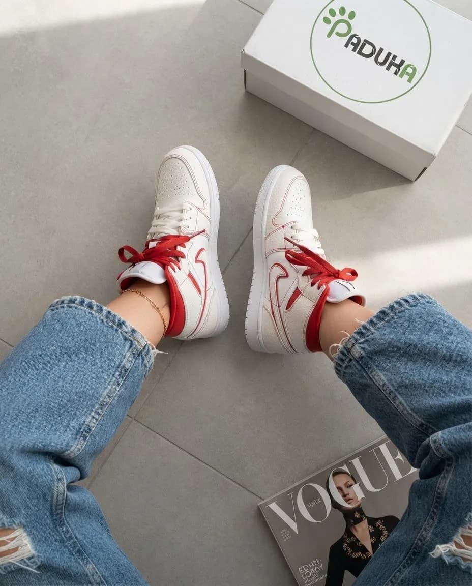 ونس زنانه جردن 1 رد فانتوم jordan 1 ساق دار زیره nbr کد 33578 — تصویر ۳