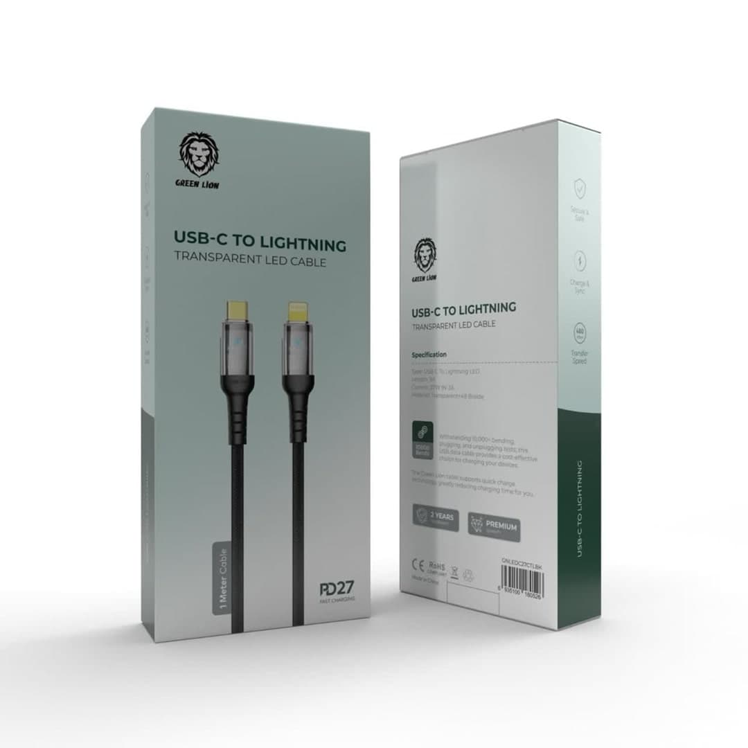 کابل شارژ شفاف Type-C به Lightning گرین لاین