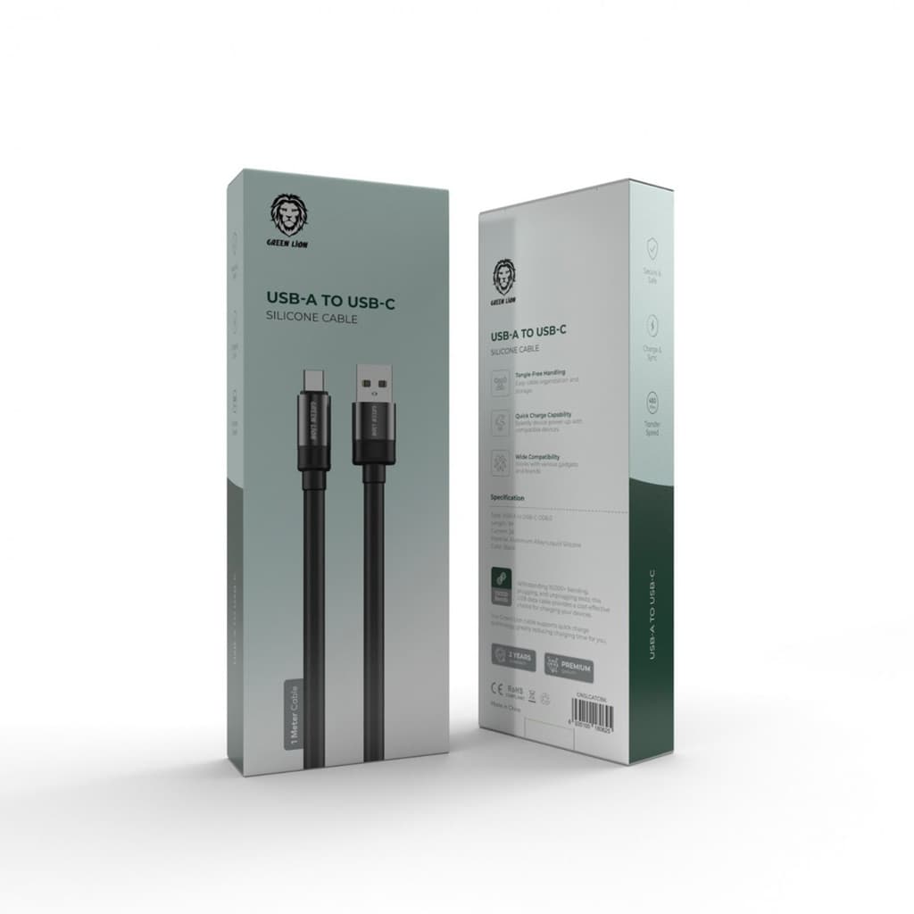 کابل شارژ سیلیکونی USB-A به Type-C گرین لاین طول 1 متر