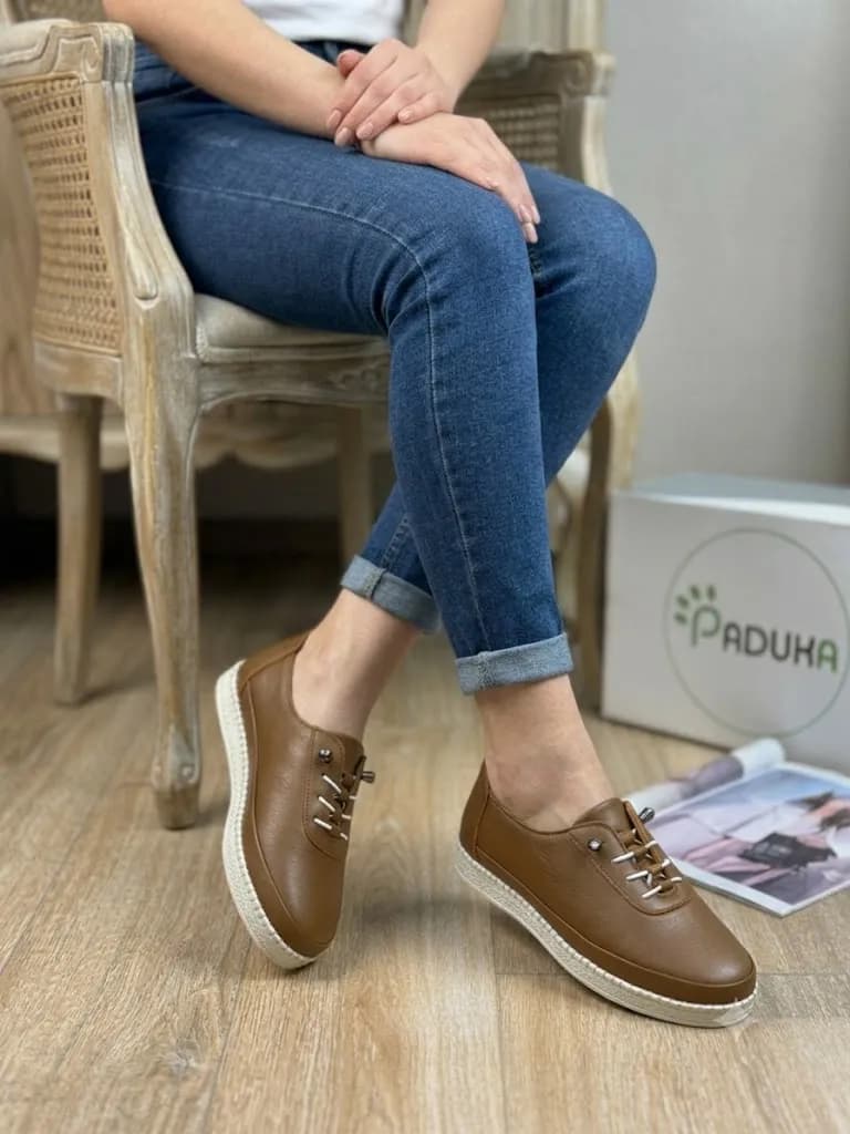 کفش کتونی زنانه درختی چرم طبیعی زیره پیو کد 30454 — تصویر ۹
