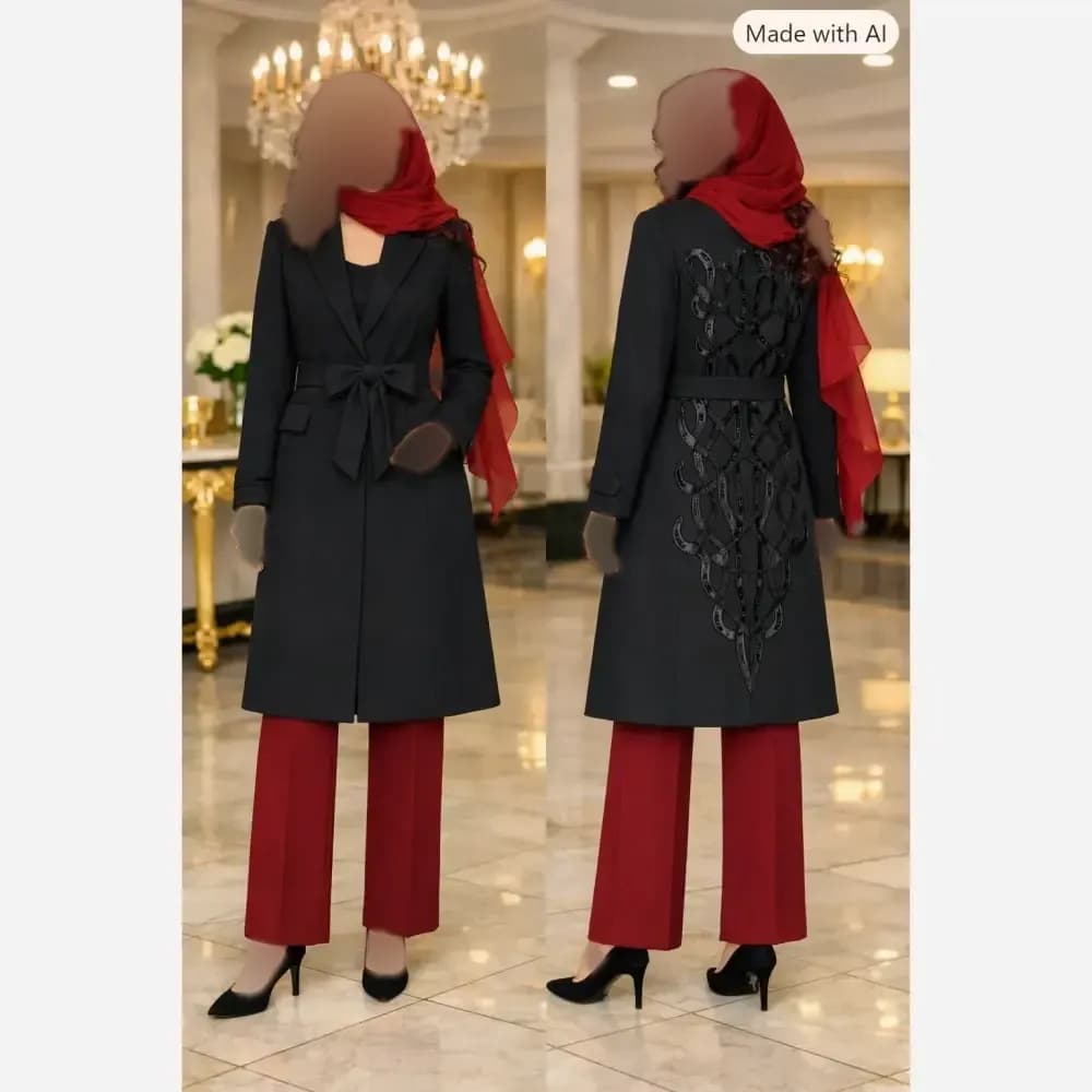 پالتو استردار گلدوزی شده با کیفیت عالی — تصویر ۴