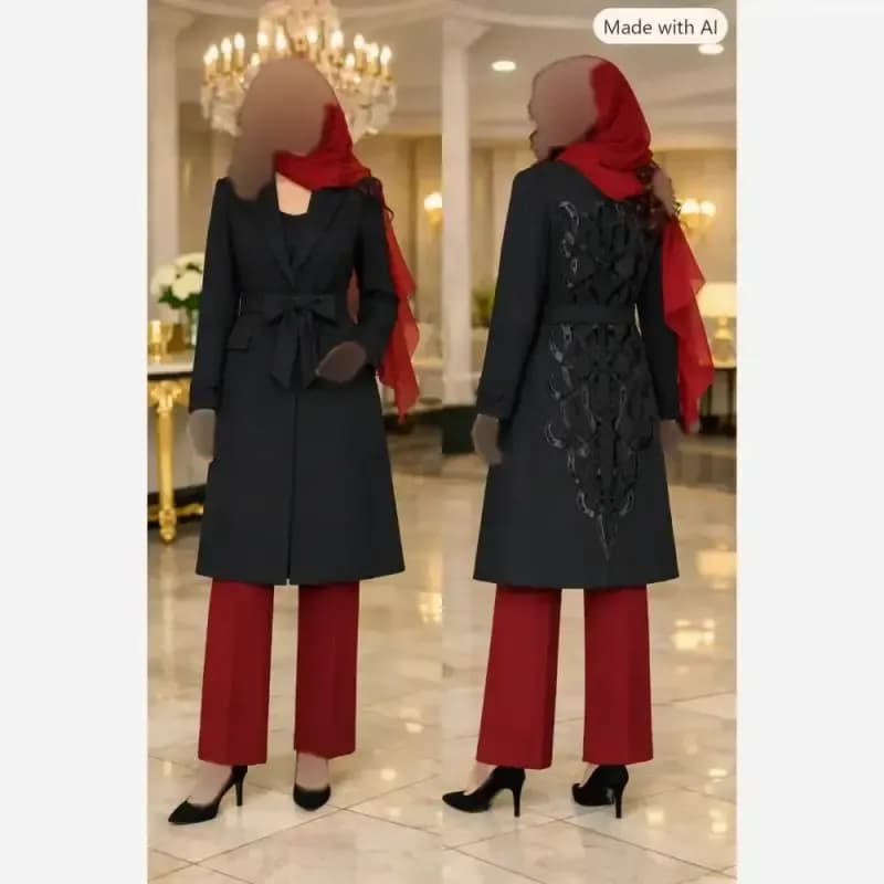 پالتو استردار گلدوزی شده با کیفیت عالی — تصویر ۸