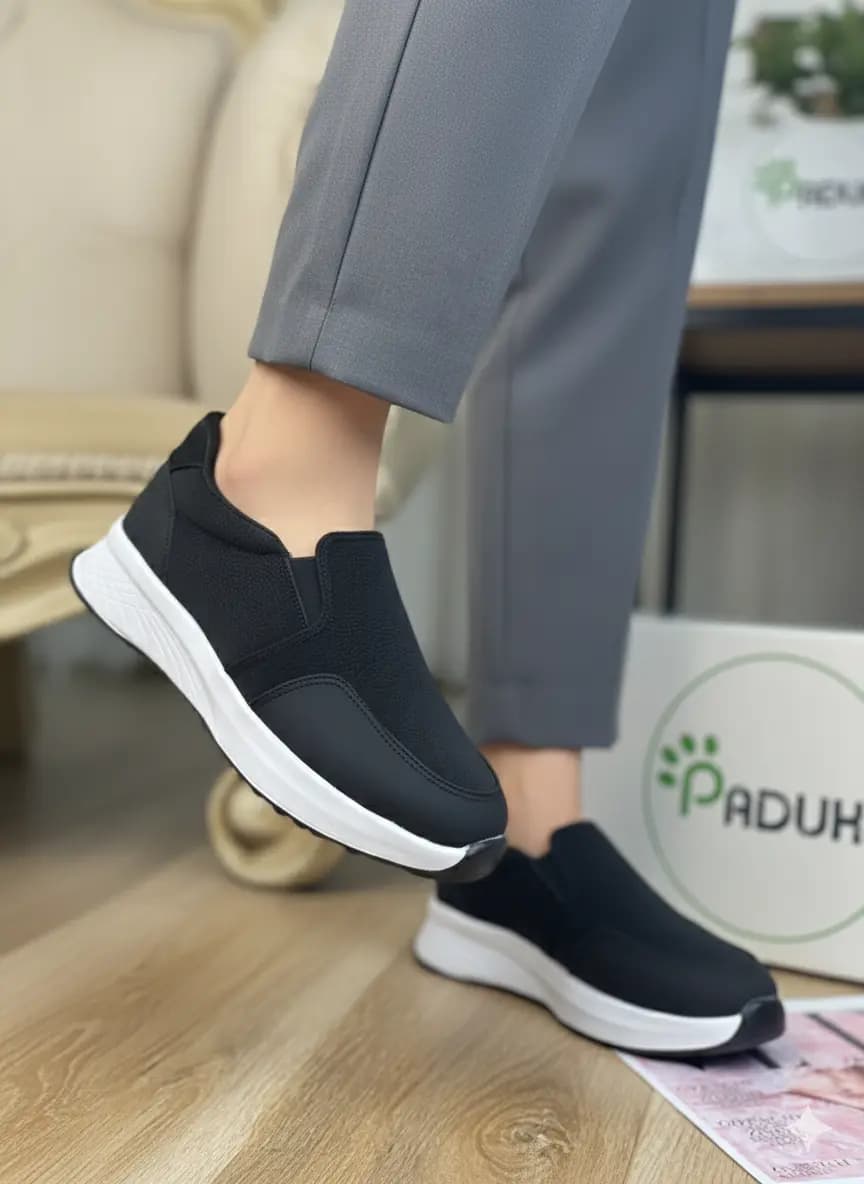 کفش کتونی زنانه ساده چرمی دو کش زیره پیو کد 27160 — تصویر ۸