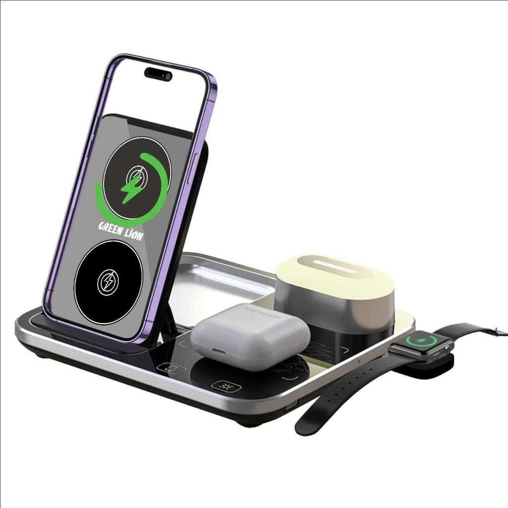 شارژر رومیزی گرین لاین مدل Wireless Charging Station 2 – 4 in 1