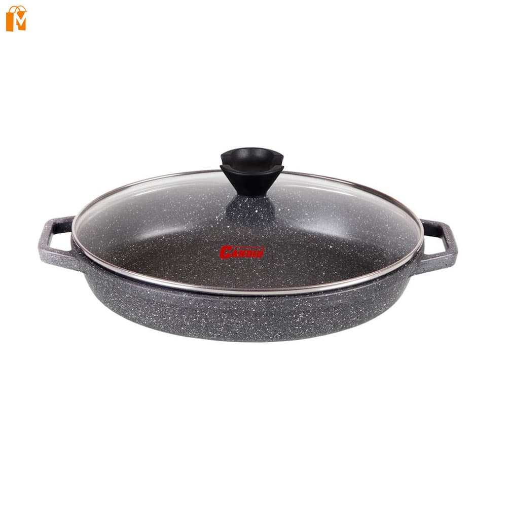 تابه بیضی سایز 33 گرانیت دورو کاندید خاکستری درب پیرکس