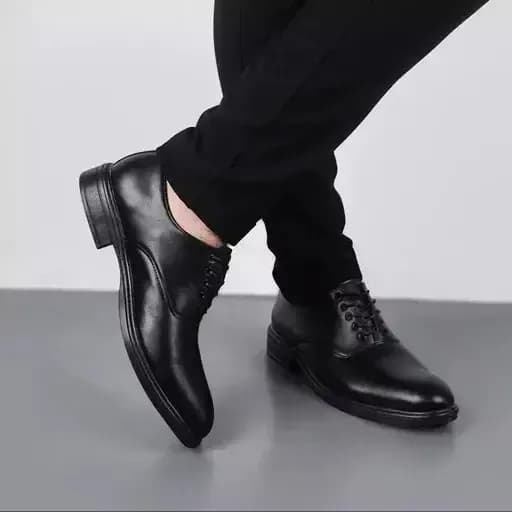 ست کفش مردانه مدل رویال و کمربند چرم صنعتی مشکی — تصویر ۱۱