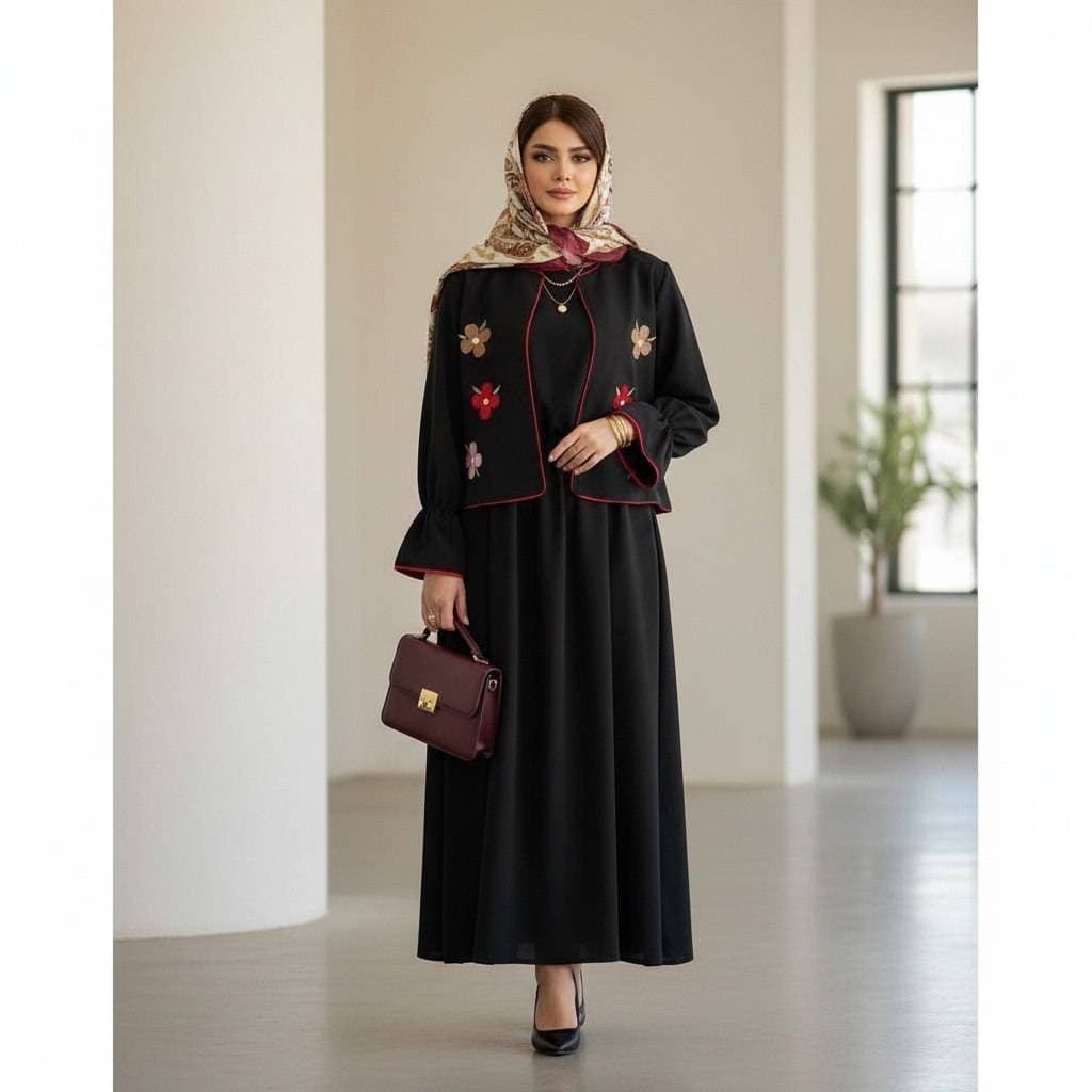 کت و سارافون زنانه مدل نیایش گلدوزی شده