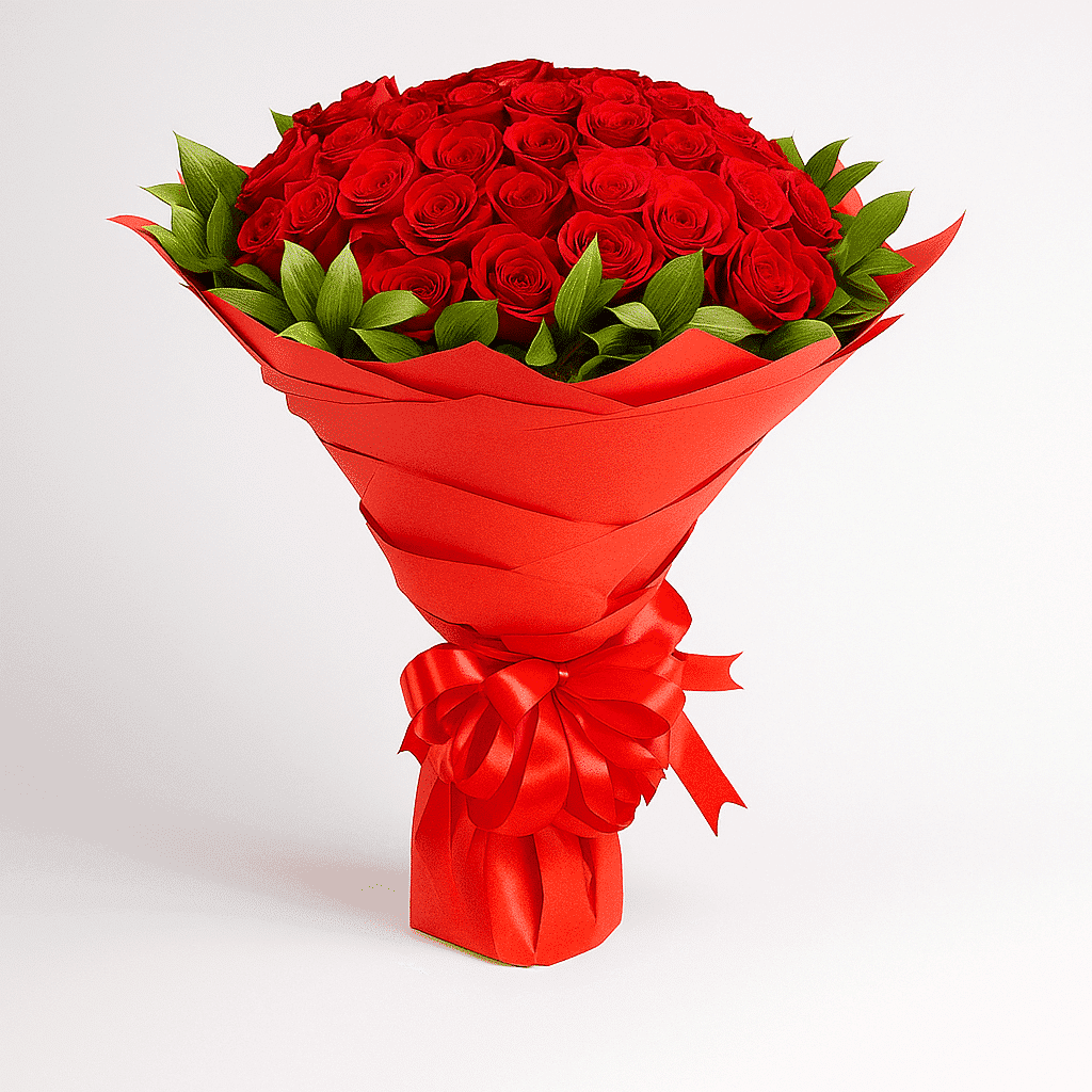 دسته گل رز قرمز شکفته کد35 (کویت) — تصویر ۲