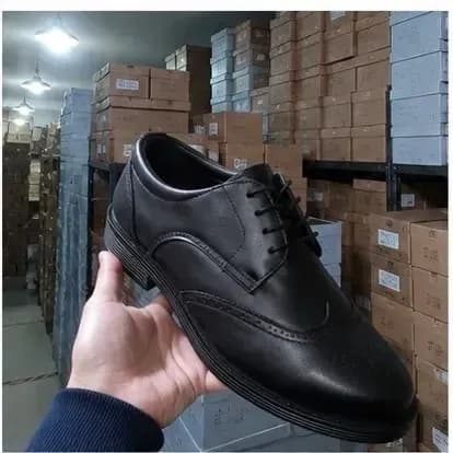 کفش مجلسی مردانه مدل بروژ بندی رویه چرم بیاله زیره PVC — تصویر ۶