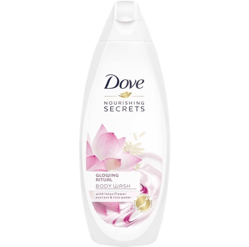 شامپو بدن درخشان کننده داو حاوی لوتوس و آب برنج Dove Glowing Ritual حجم 500 میلی لیتر