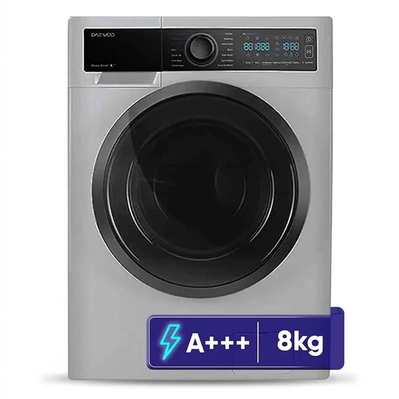 ماشین لباسشویی 8 کیلویی دوو LM861 رنگ سیلور پنل مشکی — تصویر ۲