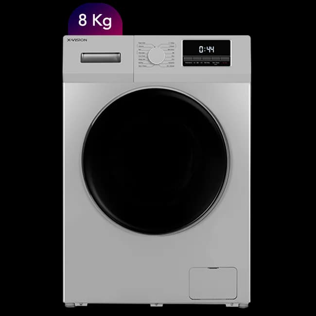 ماشین لباسشویی 8 کیلویی ایکس ویژن TG84 رنگ سیلور