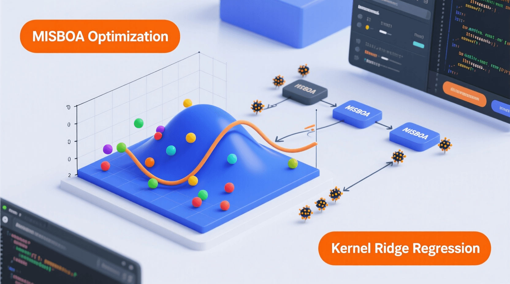 آموزش مدل Kernel Ridge Regression (KRR) با الگوریتم فراابتکاری پرنده منشی بهبودیافته MISBOA در متلب برای رگرسیون