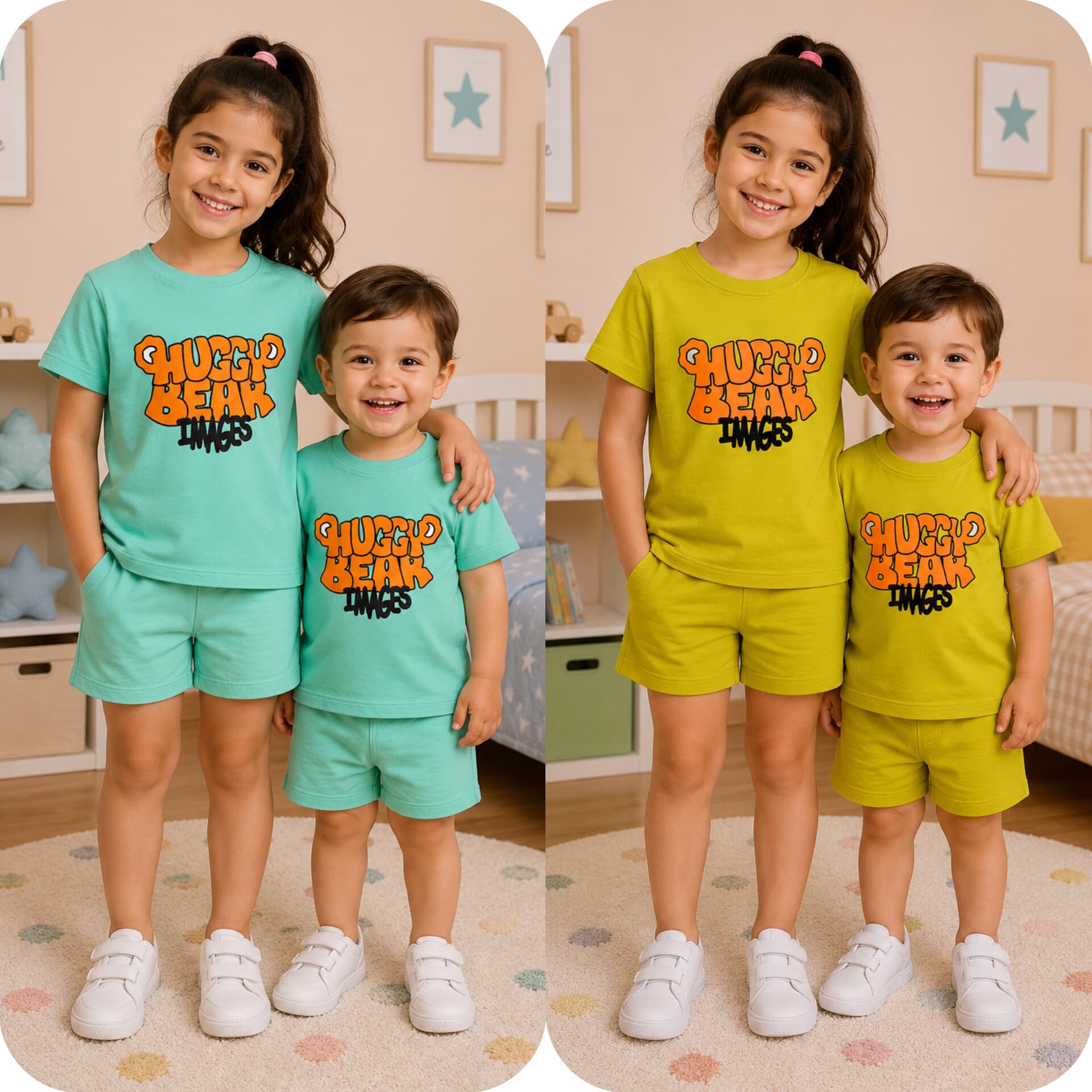 ست تیشرت و شلوارک اسپرت پنبه خالص گرم بالا سایز ۳۵ تا ۵۵