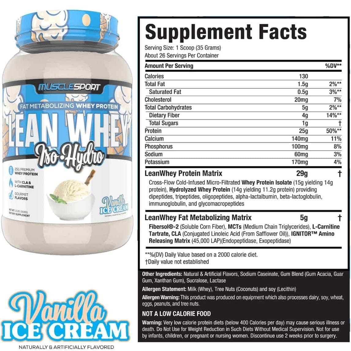 پروتئین لین وی ایزوله هیدرولیزه ماسل اسپرت LEAN WHEY ISO HYDRO — تصویر ۲