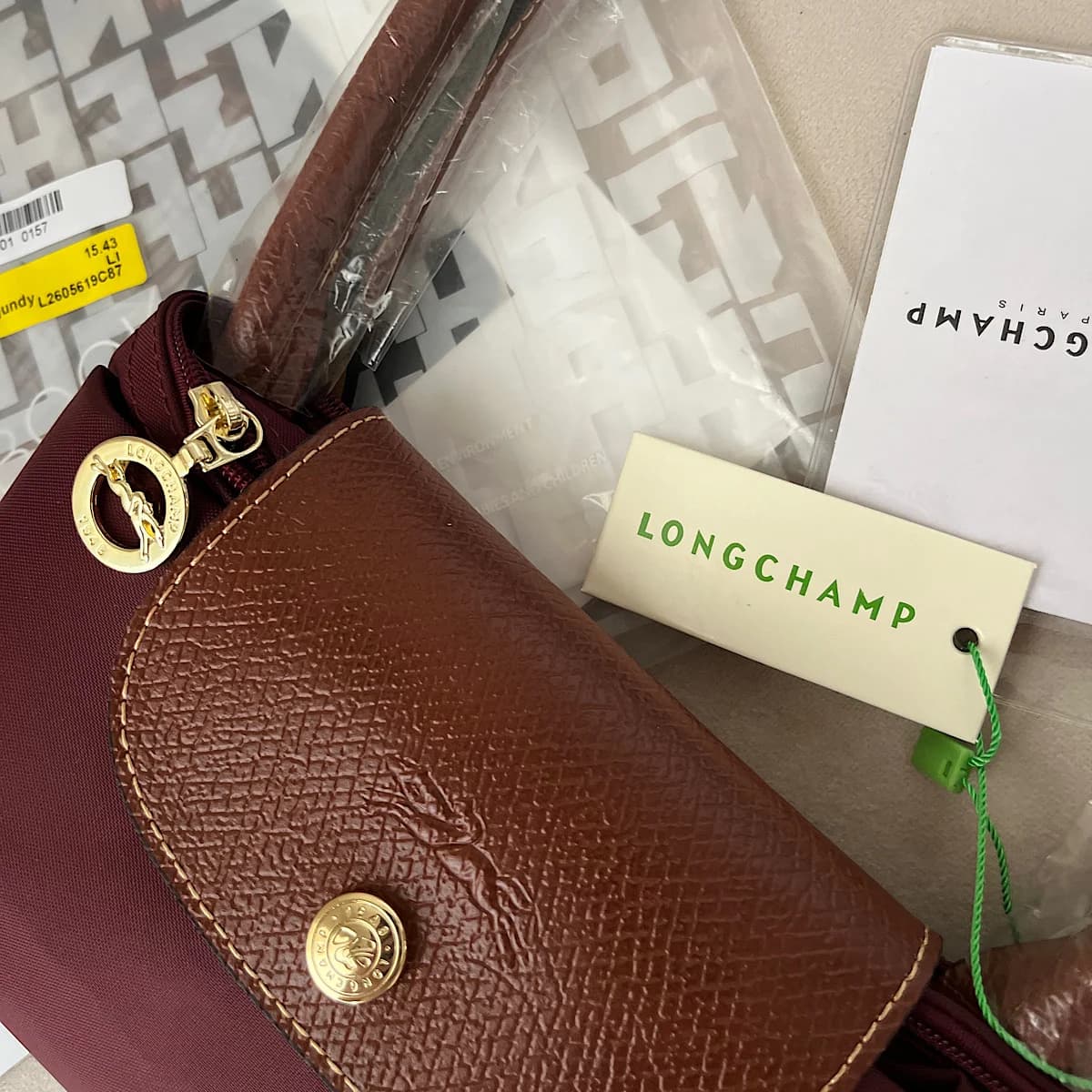 کیف لانگ چمپ (‏longchamp bag le pliage burgundy) — تصویر ۸
