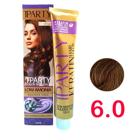 رنگ مو تی پارتی لو آمونیاک شماره 6.0 طبیعی حجم 120 میلی لیتر رنگ بلوند تیره