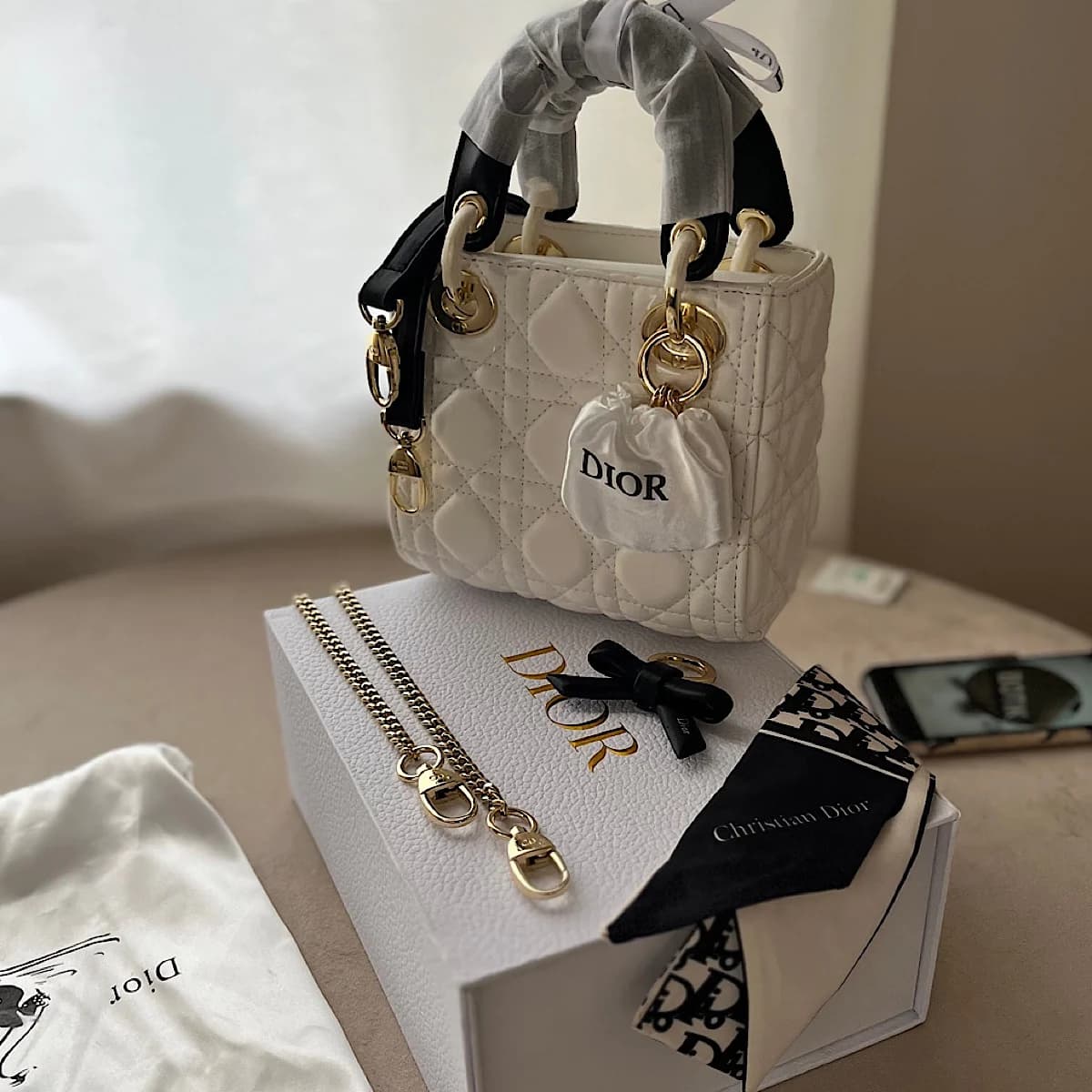 کیف دیور (Dior lambskin cannage lady bag) — تصویر ۹