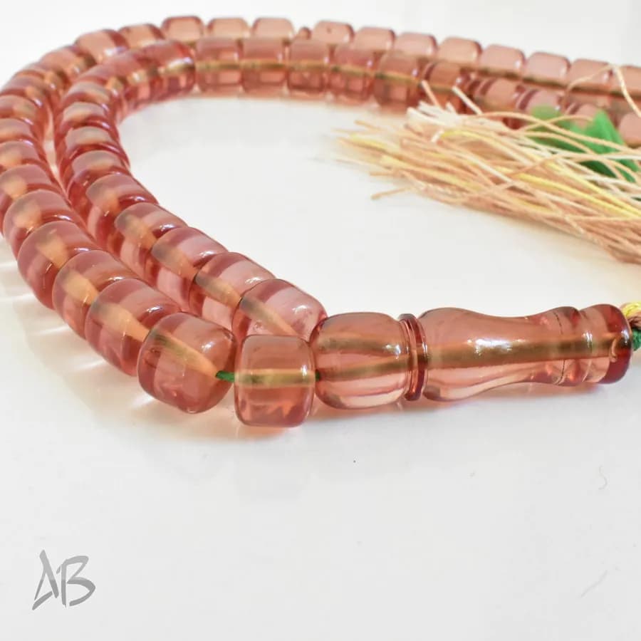 تسبیح سندلوس بودار 53 دانه اصل کد 1266 استوانه‌ای شماره 12 رنگ بنزینی خوشرنگ آقابزرگ — تصویر ۸