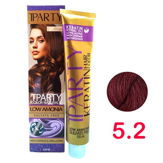 رنگ مو تی پارتی لو آمونیاک شماره 5.2 شرابی حجم 120 میلی لیتر رنگ بلاش