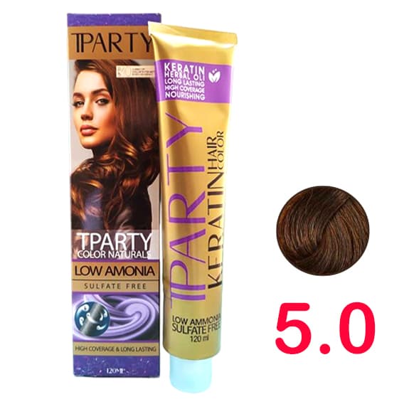 رنگ مو تی پارتی لو آمونیاک شماره 5.0 طبیعی حجم 120 میلی لیتر رنگ قهوه ای روشن
