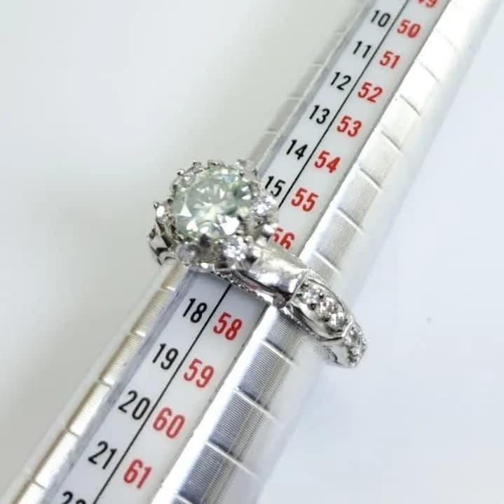 انگشتر نقره زنانه نگین موزانایت روسی شفاف و زیبا نقره 925 کد 387 — تصویر ۷