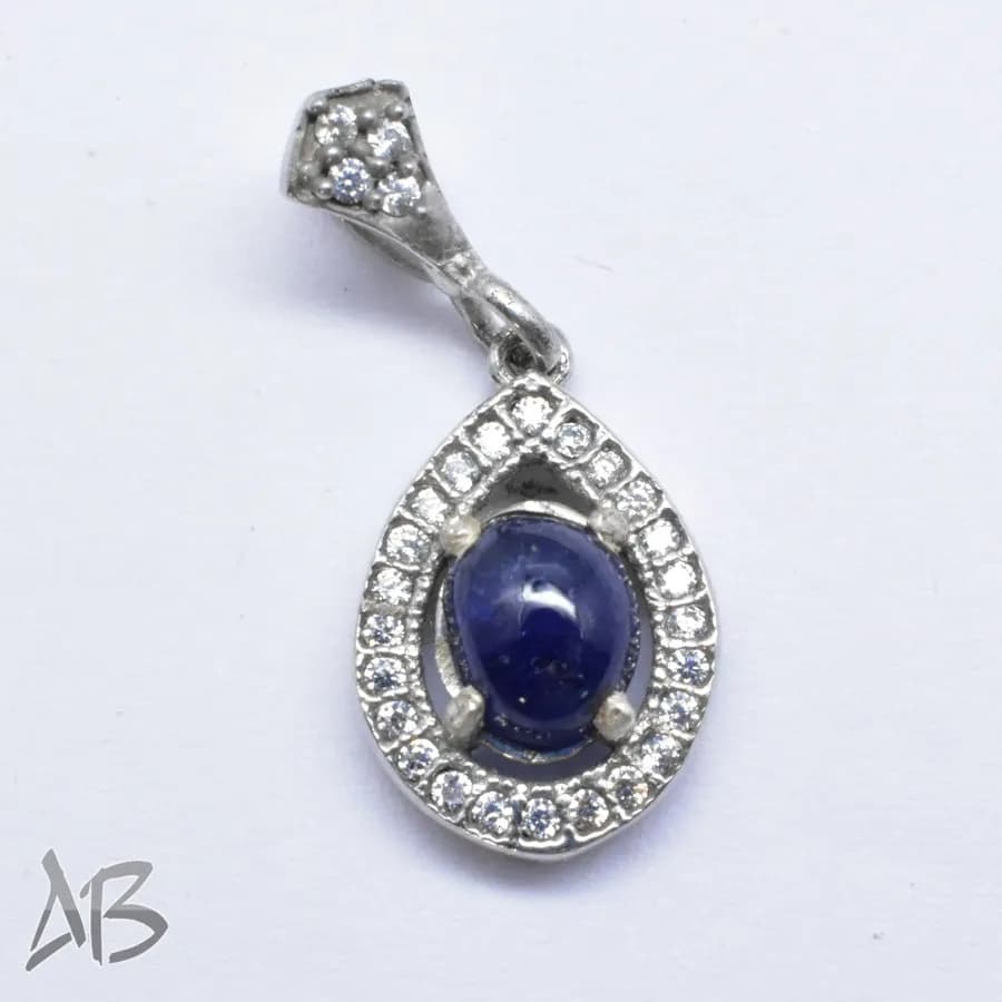 گردنبند نقره (مدالی) اصل یاقوت کبود سبک و ظریف کد Med129