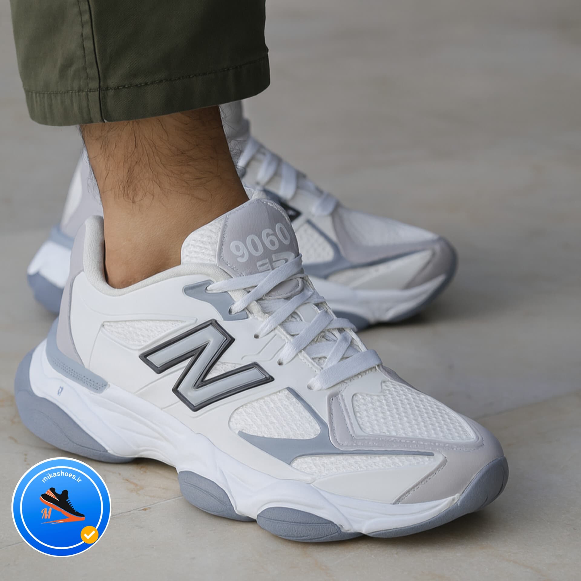 کتونی نیوبالانس 9060سفید طوسی سایز 37الی 40-کفش میکاشویز-mikashoes