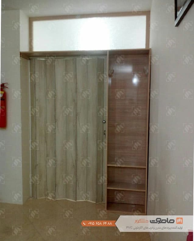 درب آکاردئونی pvc ساده رنگ کاج کد S-10