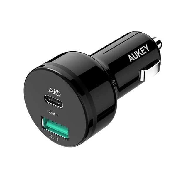 شارژر فندکی 2 پورت 25 وات آکی مدل Aukey 2 Port USB-C Car Charger CC-Y9 — تصویر ۲