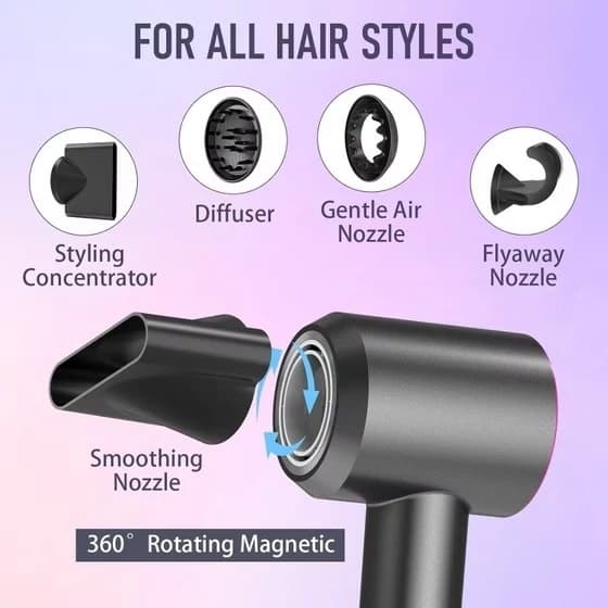 سشوار حرفه ای مسافرتی هیوندای Hyundai HC-157 high speed hair dryer (ارسال رایگان) — تصویر ۳