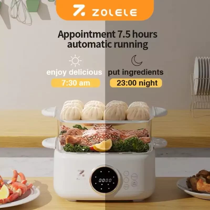 بخار پز چند کاره 9.3 لیتری شیائومی مدل ZOLELE ES931 Multi-Function Steamer — تصویر ۸
