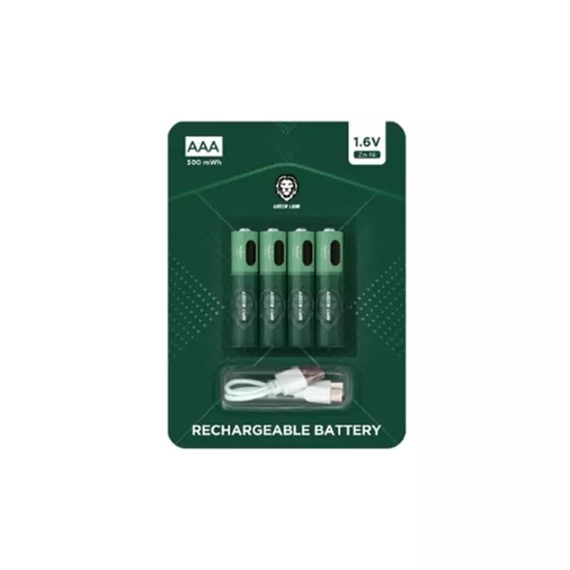 باتری قابل شارژ گرین لیون نیمه قلمی بسته 4 عددی مدل Green Lion GNRGBAAA Rechargeable Battery AAA 1.6V Alkaline Battery