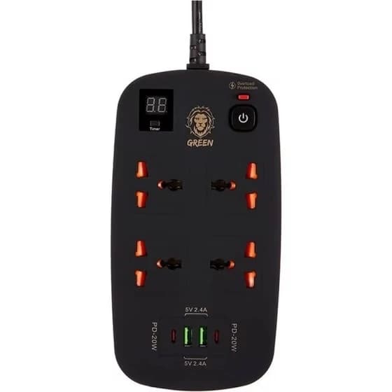 چند راهی برق و هاب شارژر فست گرین لاین Green Lion Power Socket 3M 3500W 40W GNPS2PDBK (ارسال رایگان) — تصویر ۹
