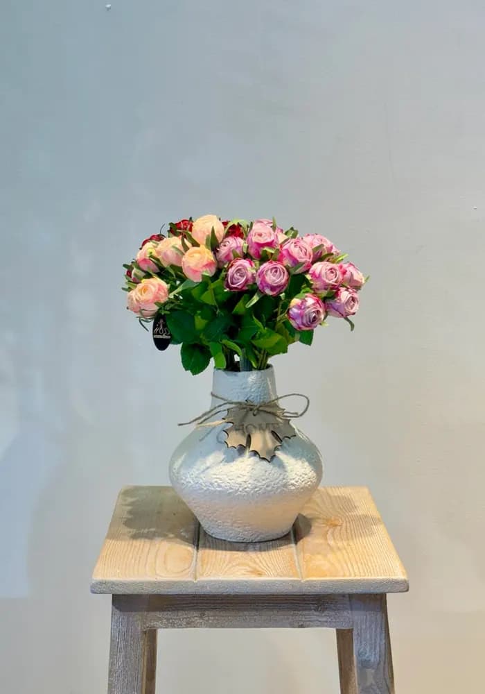 گلدان پتینه کاری مدل خمره ای