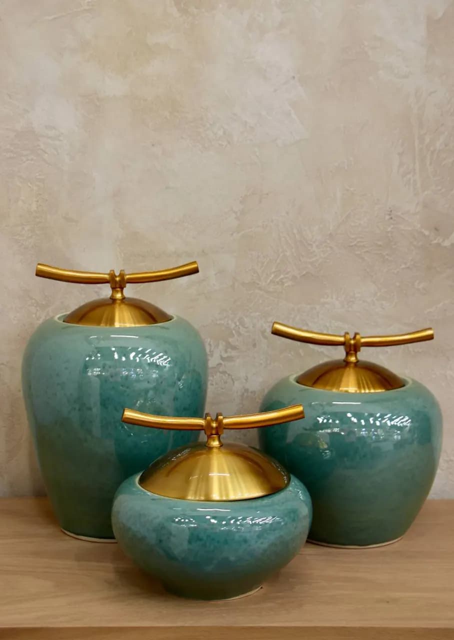 جینجر جار سه سایز فیروزه ای