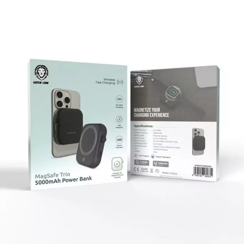 پاوربانک مگ سیف گرین لاین Green lion mag safe trio power bank 5000 mAh PD 20W — تصویر ۵