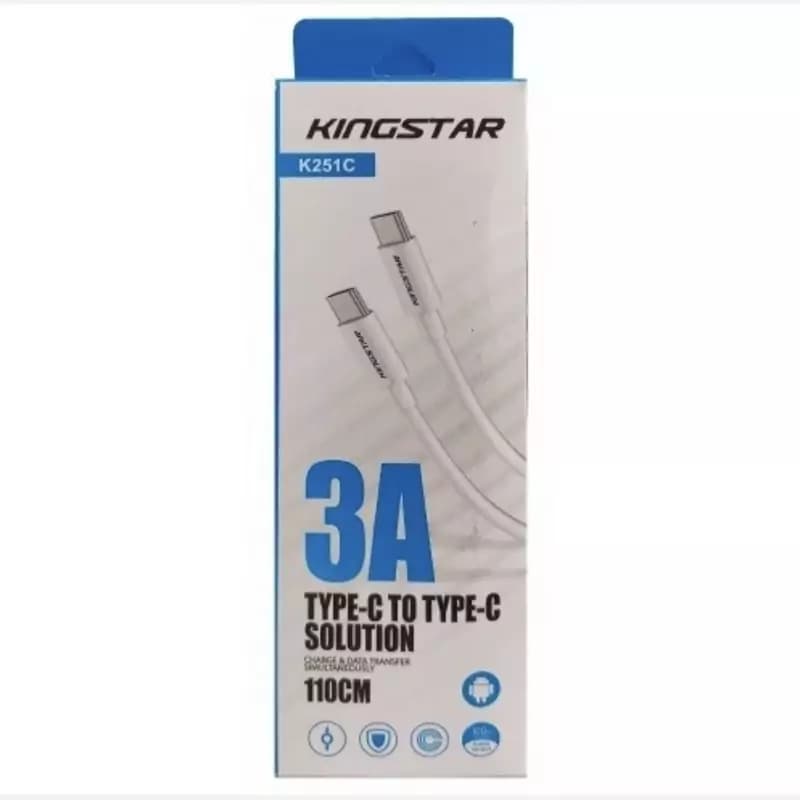 کابل شارژ کینگ استار Type-C به Type-C مدل KINGSTAR K251C (1.1 متری – 3A)