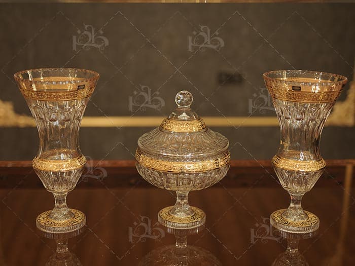 سه تیکه شکلات خوری و گلدون سرویس کریستال لوریان — تصویر ۲